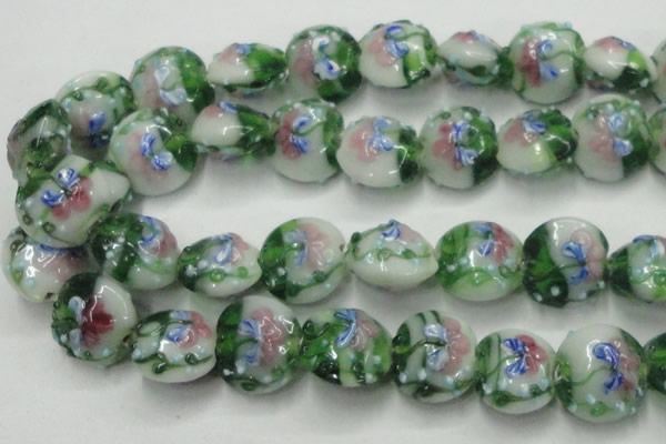 CLG825 15.5 inches 20mm flat round lampwork glass beads wholesale