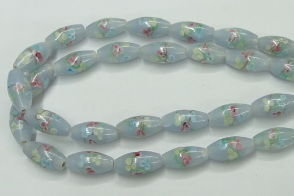 CLG869 15.5 inches 10*20mm rice lampwork glass beads wholesale