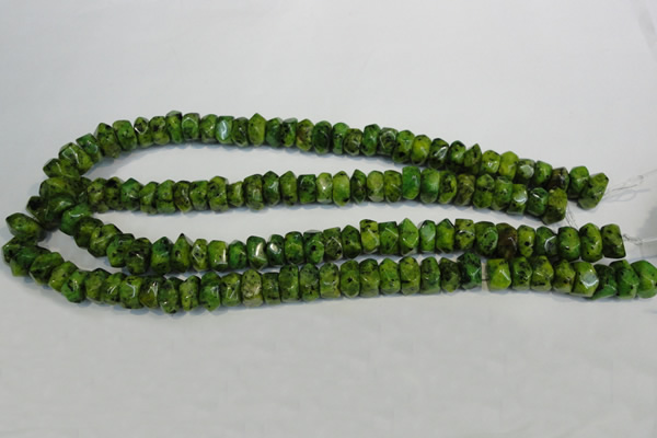 CLJ245 15.5 inches 6*11mm faceted nuggets dyed sesame jasper beads