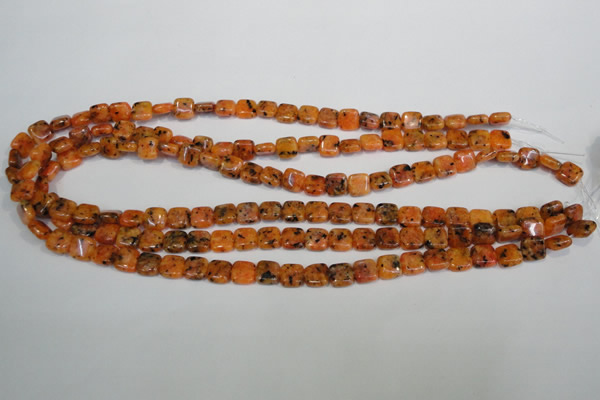 CLJ252 15.5 inches 8*8mm square dyed sesame jasper beads wholesale