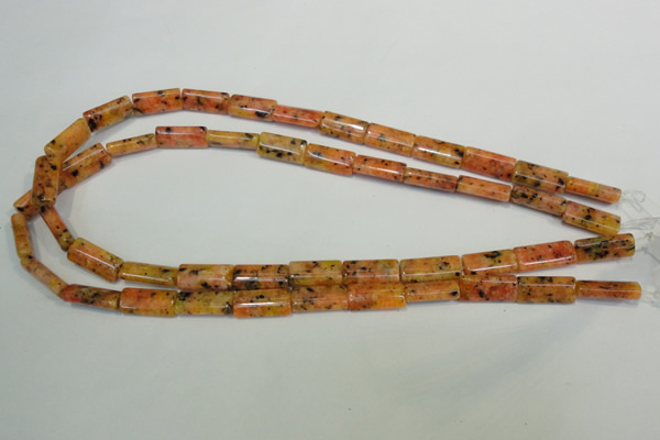 CLJ301 15.5 inches 8*16mm flat tube dyed sesame jasper beads wholesale