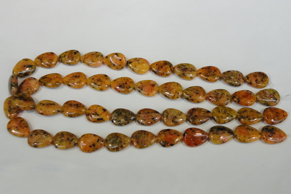 CLJ336 15.5 inches 13*18mm flat teardrop dyed sesame jasper beads