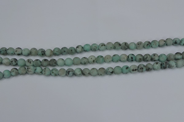 CLJ410 15.5 inches 4mm round matte sesame jasper beads wholesale