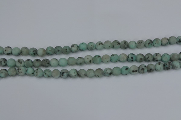 CLJ411 15.5 inches 6mm round matte sesame jasper beads wholesale