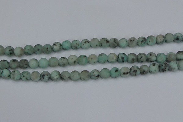 CLJ412 15.5 inches 8mm round matte sesame jasper beads wholesale