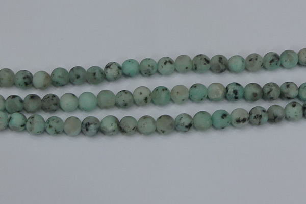 CLJ413 15.5 inches 10mm round matte sesame jasper beads wholesale