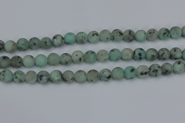 CLJ414 15.5 inches 12mm round matte sesame jasper beads wholesale