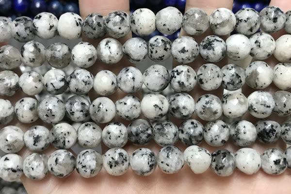 CLJ551 15.5 inches 6mm,8mm,10mm & 12mm faceted round sesame jasper beads