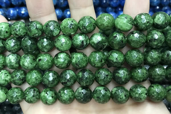CLJ576 15 inches 10mm faceted round sesame jasper beads