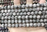 CLJ583 15 inches 8mm round matte sesame jasper beads