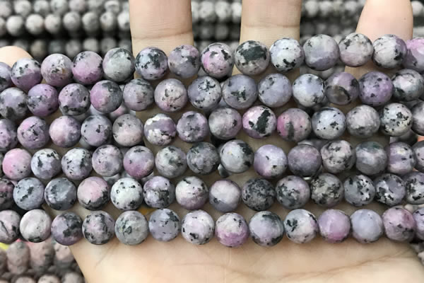 CLJ585 15 inches 8mm round matte sesame jasper beads
