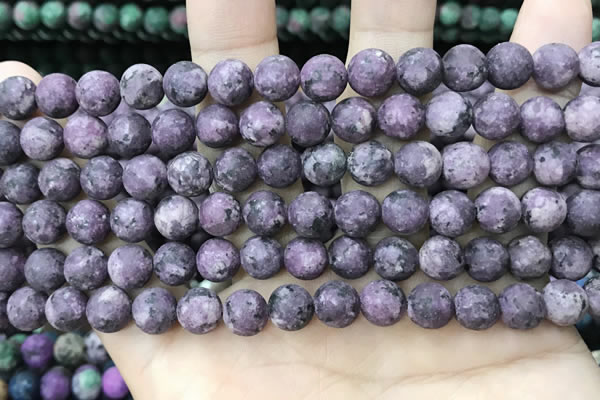 CLJ587 15 inches 8mm round matte sesame jasper beads