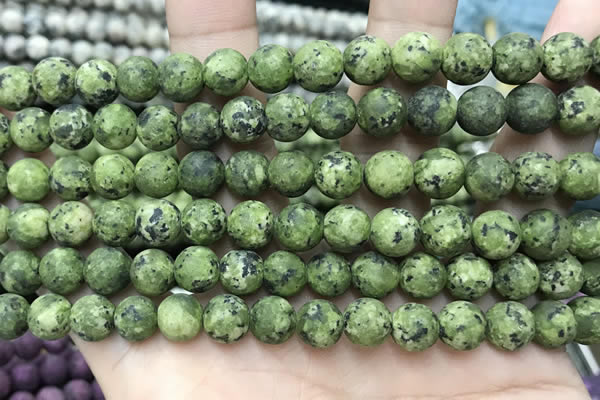 CLJ593 15 inches 8mm round matte sesame jasper beads