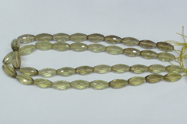 CLQ12 15.5 inches 10*20mm faceted rice natural lemon quartz beads