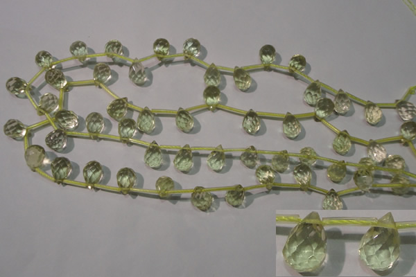 CLQ250 Top-drilled 8*12mm faceted teardrop natural lemon quartz beads