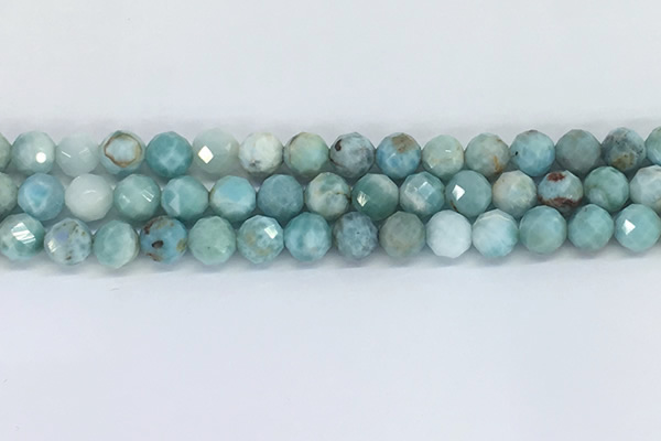 CLR119 15.5 inches 8mm faceted round larimar gemstone beads