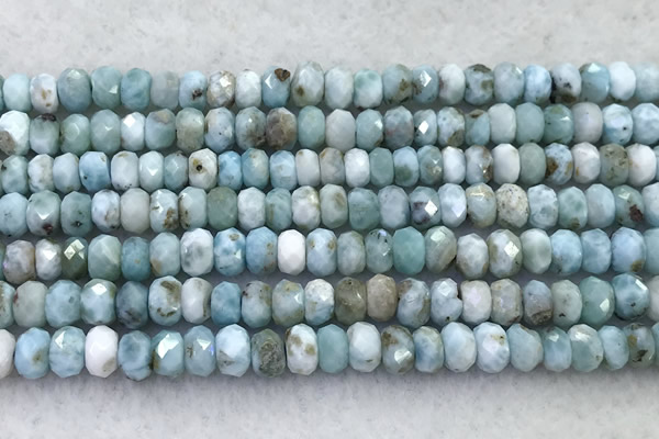 CLR148 15 inches 4*6mm faceted rondelle larimar beads wholesale