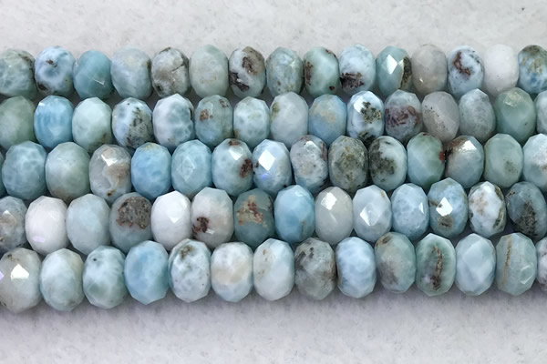 CLR151 15 inches 6*10mm faceted rondelle larimar beads wholesale