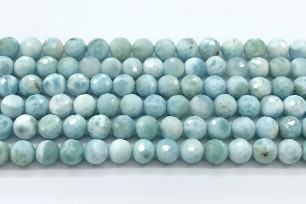 CLR165 15 inches 8mm faceted round larimar gemstone beads