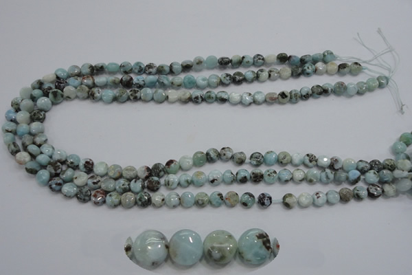 CLR34 15.5 inches 7mm flat round natural larimar gemstone beads
