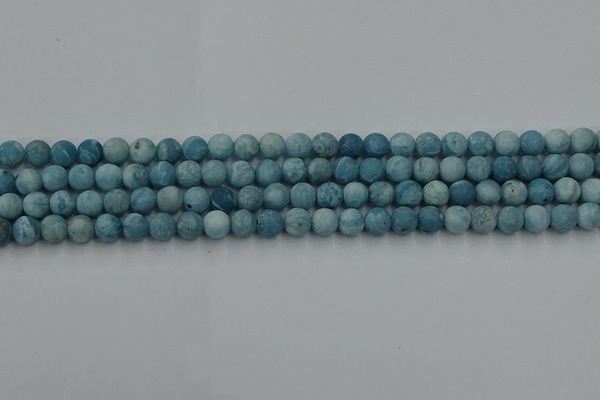 CLR611 15.5 inches 6mm round matte imitation larimar beads