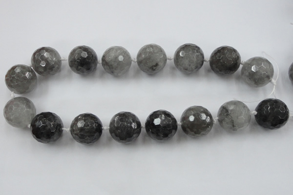 CLS105 15.5 inches 25mm faceted round large cloudy quartz beads