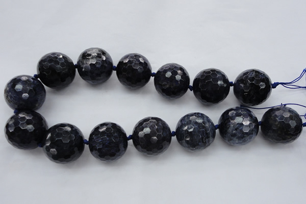 CLS12 15.5 inches 30mm faceted round large blue dumortierite beads
