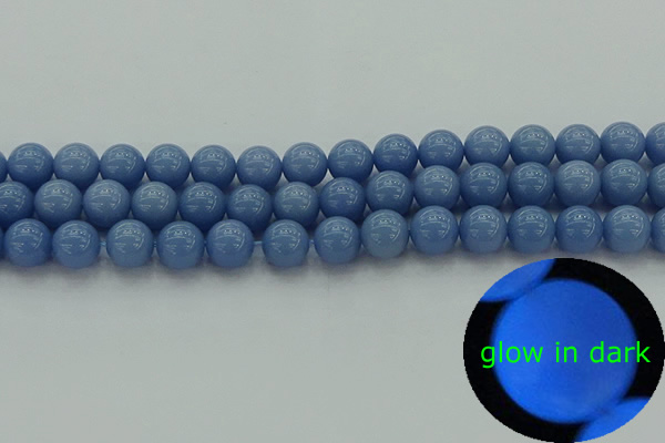 CLU103 15.5 inches 10mm round blue luminous stone beads