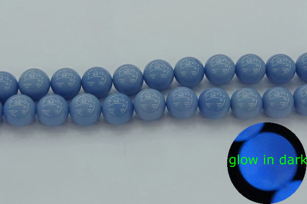 CLU107 15.5 inches 18mm round blue luminous stone beads
