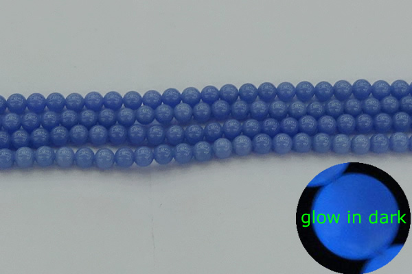 CLU111 15.5 inches 6mm round blue luminous stone beads