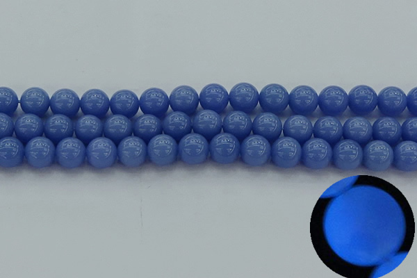 CLU113 15.5 inches 10mm round blue luminous stone beads