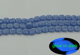 CLU151 15.5 inches 10*10mm square blue luminous stone beads