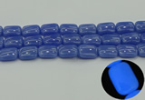 CLU204 15.5 inches 15*20mm rectangle blue luminous stone beads