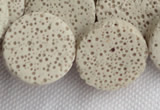 CLV17 14 inches 6*21mm coin milk white natural lava loose beads