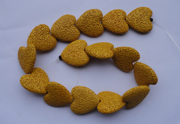 CLV18 15 inches 8*27mm heart yellow natural lava beads strand wholesale