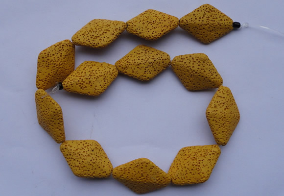 CLV20 15 inches 22*32mm rhombus yellow natural lava beads wholesale