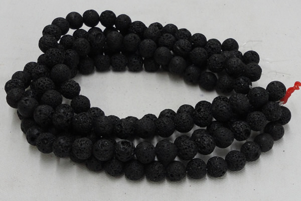 CLV212 15.5 inches 8mm round black natural lava beads wholesale