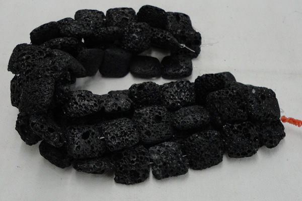 CLV218 15.5 inches 30*30mm square black natural lava beads wholesale