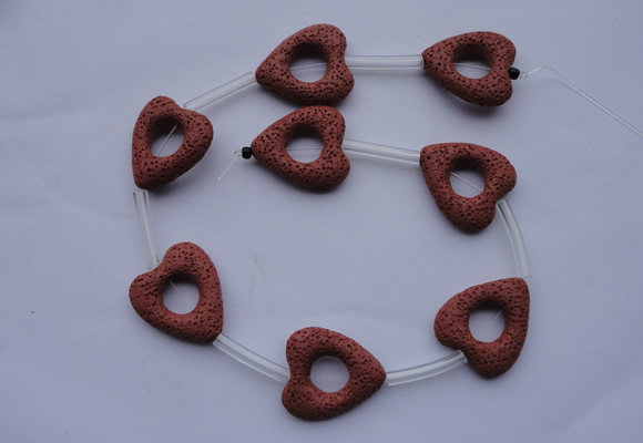 CLV26 15.5 inches 27*29mm heart red natural lava beads wholesale