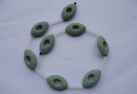 CLV28 16.5 inches 20*32mm oval green natural lava beads wholesale