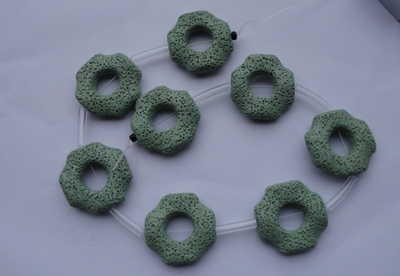 CLV30 15.5 inches 32*32mm octagon green natural lava beads wholesale