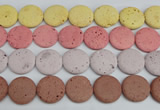 CLV307 15.5 inches 24mm flat round lava beads wholesale