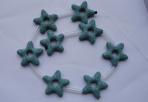 CLV31 15.5 inches 7*32mm star blue natural lava beads wholesale