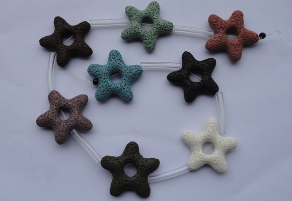 CLV36 16 inches 8*33mm star multicolor natural lava beads wholesale
