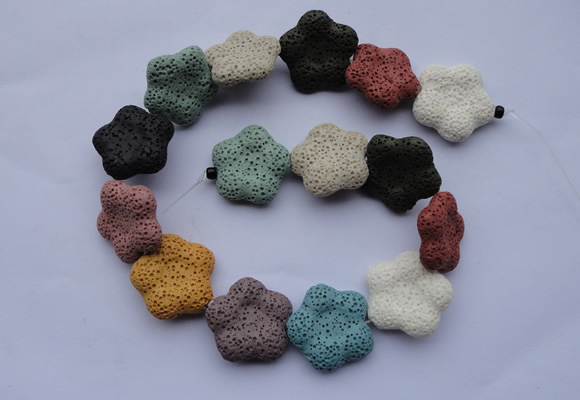 CLV38 15 inches 7*26mm star multicolor natural lava beads wholesale