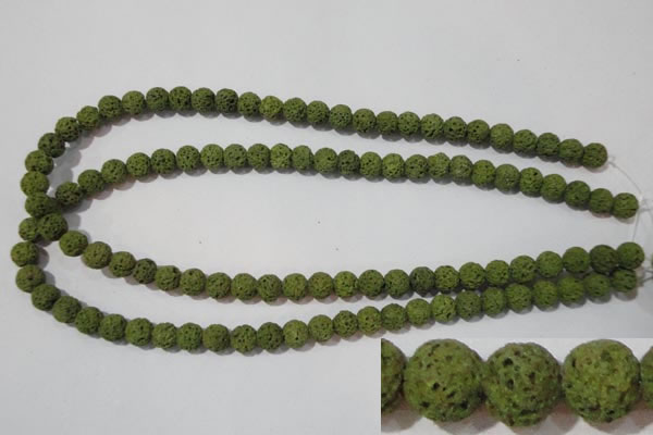 CLV460 15.5 inches 8mm round dyed green lava beads wholesale