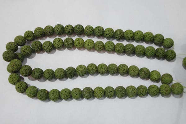 CLV462 15.5 inches 12mm round dyed green lava beads wholesale