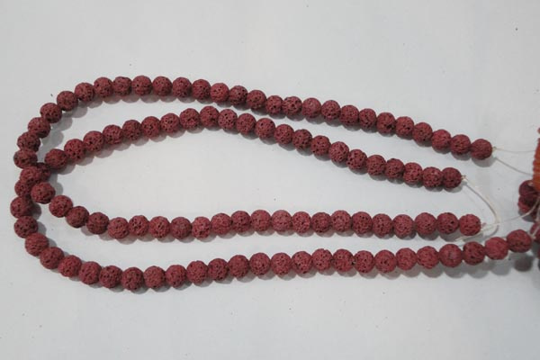 CLV468 15.5 inches 8mm round dyed red lava beads wholesale