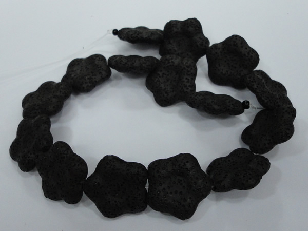 CLV47 15 inches 8*26mm star black natural lava beads wholesale