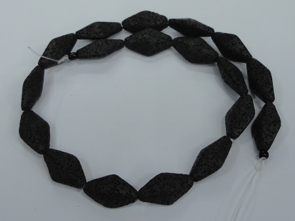 CLV48 15 inches 13*23mm rhombus black natural lava beads wholesale